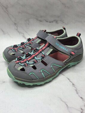 Merrell Hydro H2O Closed Toe Sandals Grey Teal Hiking Outdoors Youth Girls 5